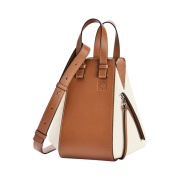 Loewe Small Hammock Bag in Canvas and Calfskin Tan Ecru