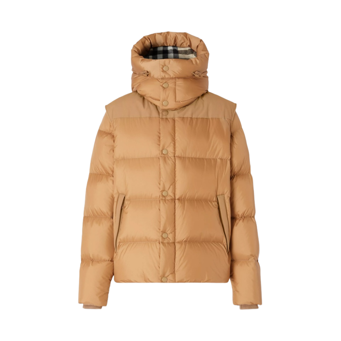 8059141 Burberry Detachable Sleeve Hooded Puffer Jacket Warm Honey - 대표 이미지 #1