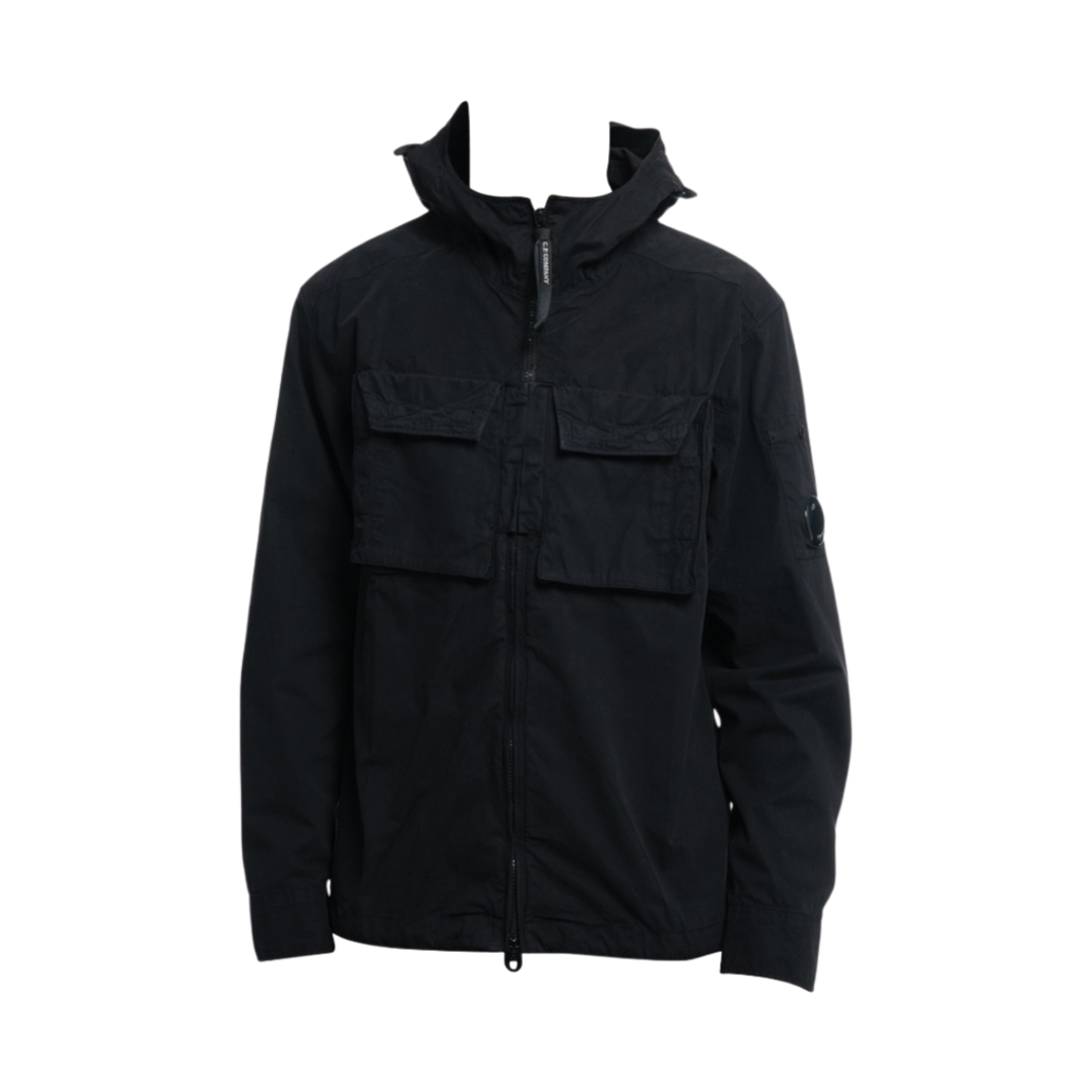 C.P. 컴퍼니 헤비 포플린 에머라이즈드 후드 셔츠 블랙 - 23SS(C.P. Company Heavy Popeline Emerized Hooded Shirt Black - 23SS)