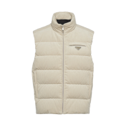 Prada Cropped Corduroy Down Vest Chalk White