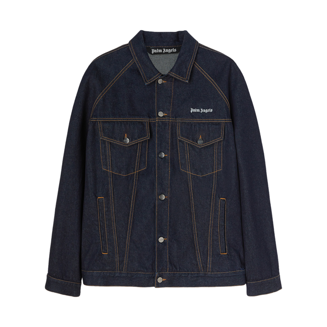 팜엔젤스 로우 워시 로고 데님 재킷 네이비(Palm Angels Raw Wash Logo Denim Jkt Navy)