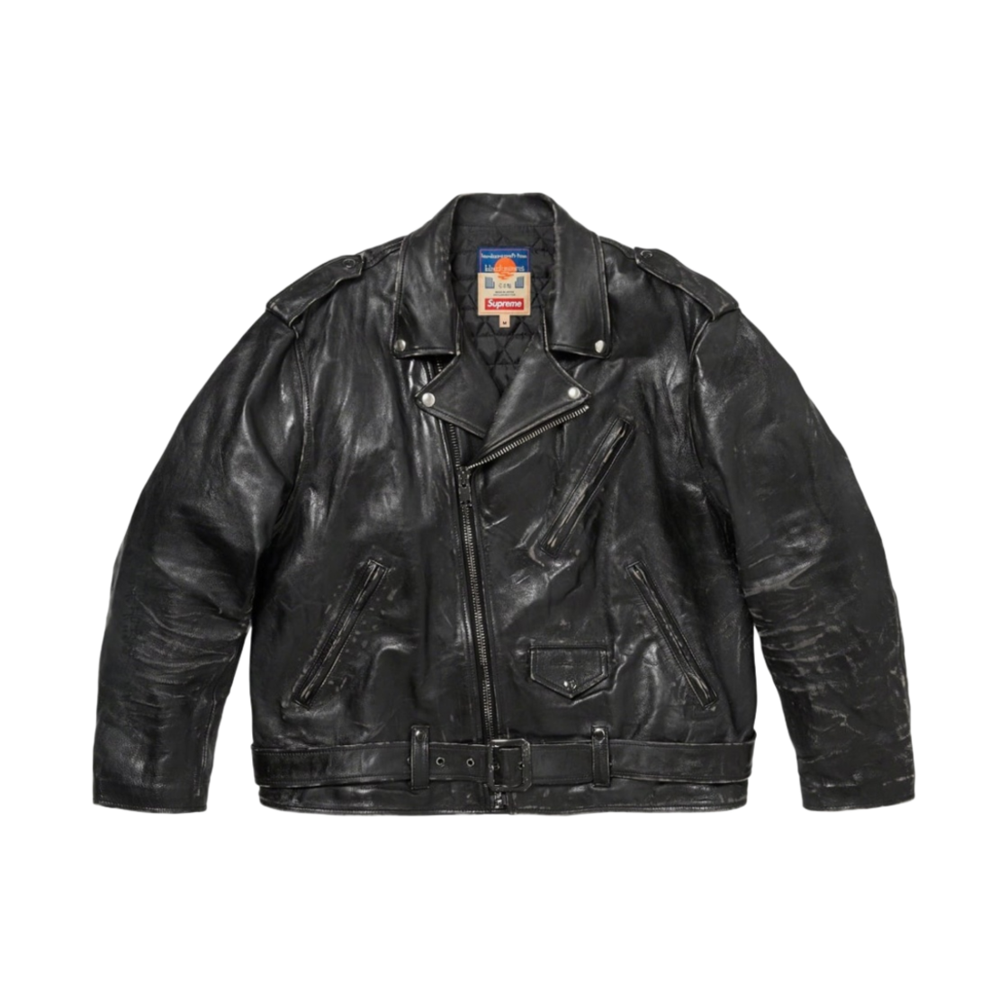- Supreme x Blackmeans Painted Leather Motorcycle Jacket Black - 23FW