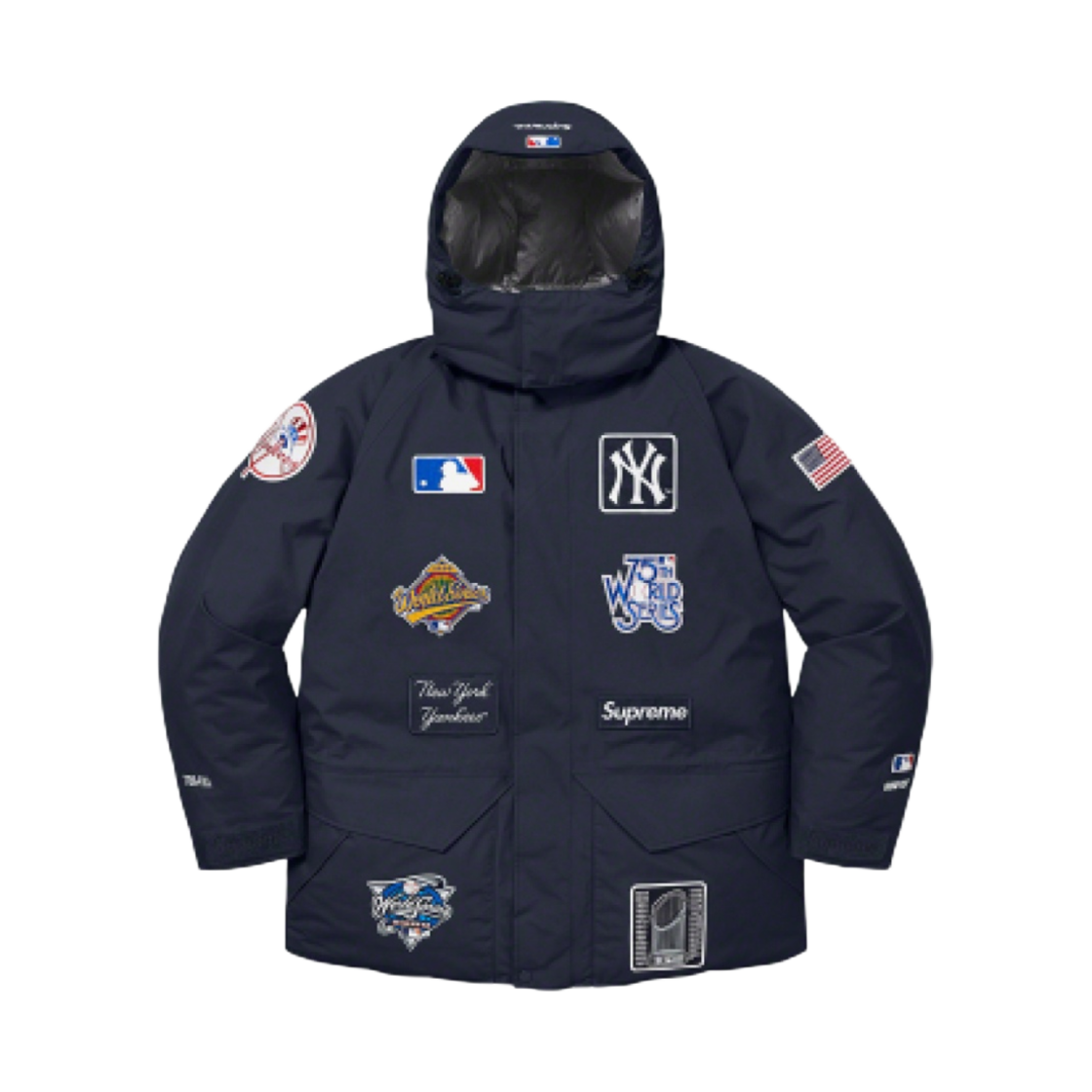 슈프림 x 뉴욕 양키스 고어텍스 700-필 다운 자켓 네이비 - 21FW(Supreme x New York Yankees Gore-Tex 700-Fill Down Jacket Navy - 21FW)