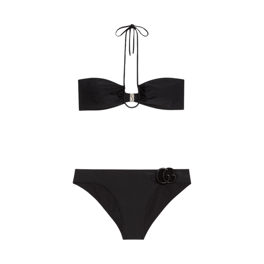 (W) 구찌 더블 G 스파클링 저지 비키니 블랙((W) Gucci Sparkling Jersey Bikini with Double G Black) - 1