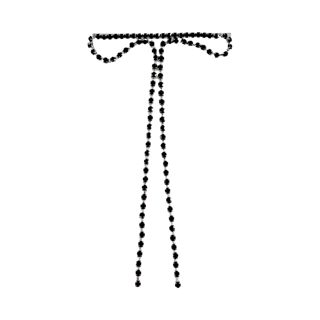 L244MHA010_BK lovememonster Cubic Long Ribbon Hair Pin Black
