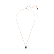 (W) Swarovski Swan Pendant Small Black Rose Gold Plated