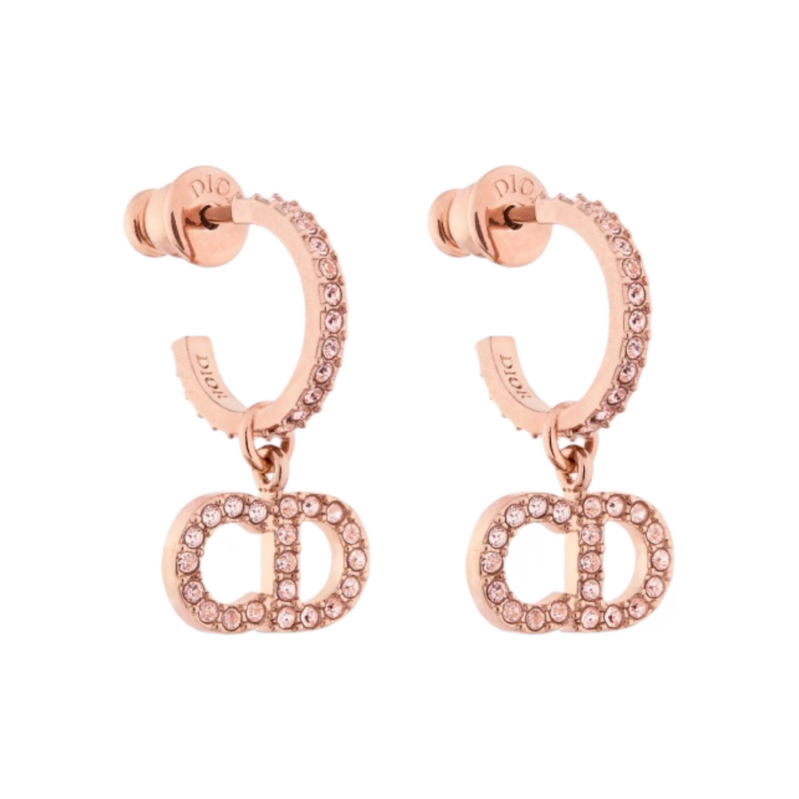 (W) 디올 클레어 D 룬 이어링 핑크 피니쉬 메탈 핑크 크리스탈((W) Dior Clair D Lune Earrings Pink Finish Metal Pink Crystals) - 1