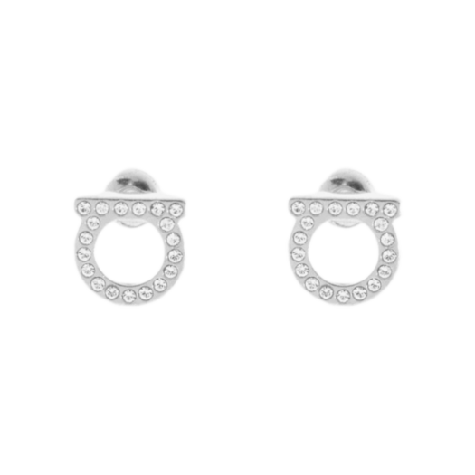 760123-696577 (W) Ferragamo Gancini Small Earrings Glass Brass & Palladium