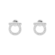 (W) Ferragamo Gancini Small Earrings Glass Brass & Palladium