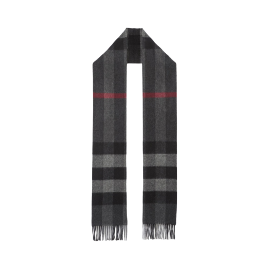 Burberry Check Cashmere Scarf Charcoal