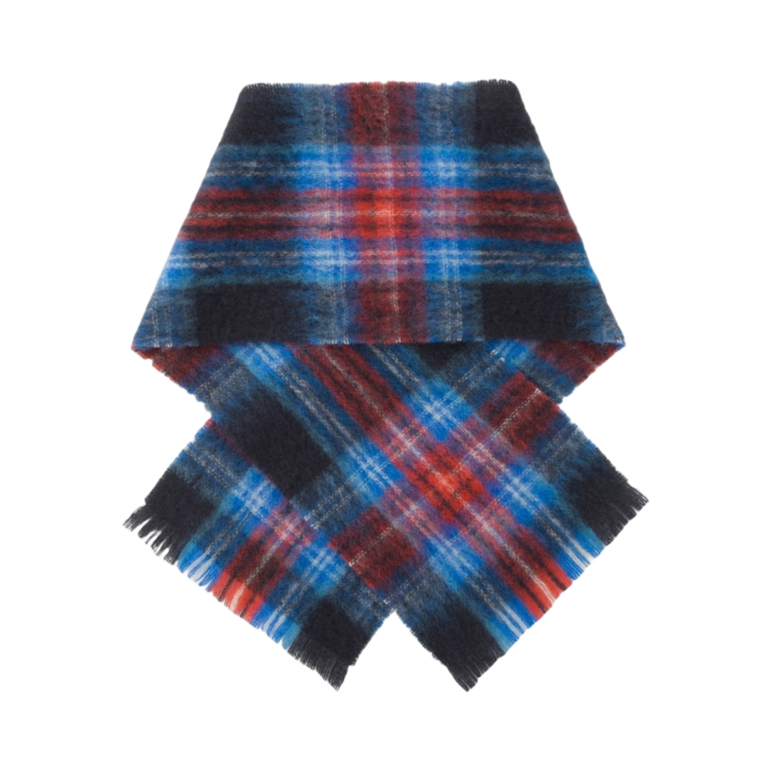 찰스 제프리 러버보이 모헤어 스카프 타탄 블루