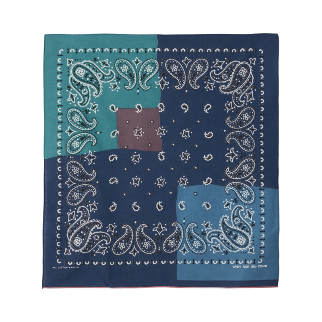 캐피탈 패스트컬러 셀비지 반다나 페이즐리 패치워크 네이비(Kapital Fastcolor Selvedge Bandana Paisley Patchwork Navy)