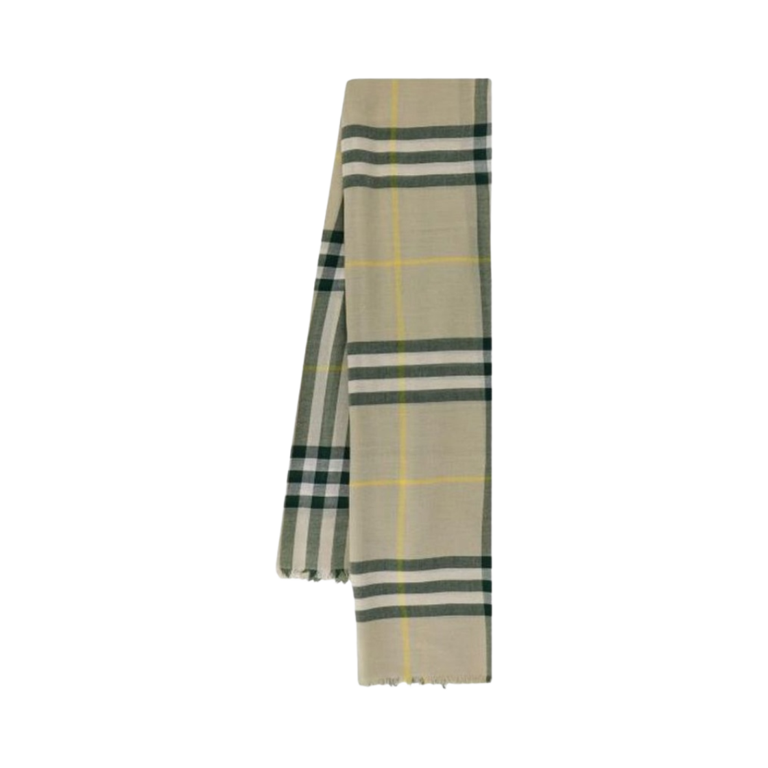 8080099 Burberry Check Wool Scarf Beige