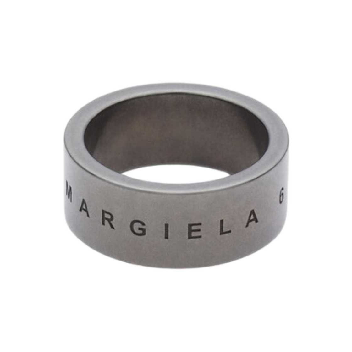 【Maison Margiela】 正規品★ Logo Ring Matte Palladium Maison Margiela Men's Text Logo Band Ring in Palladium