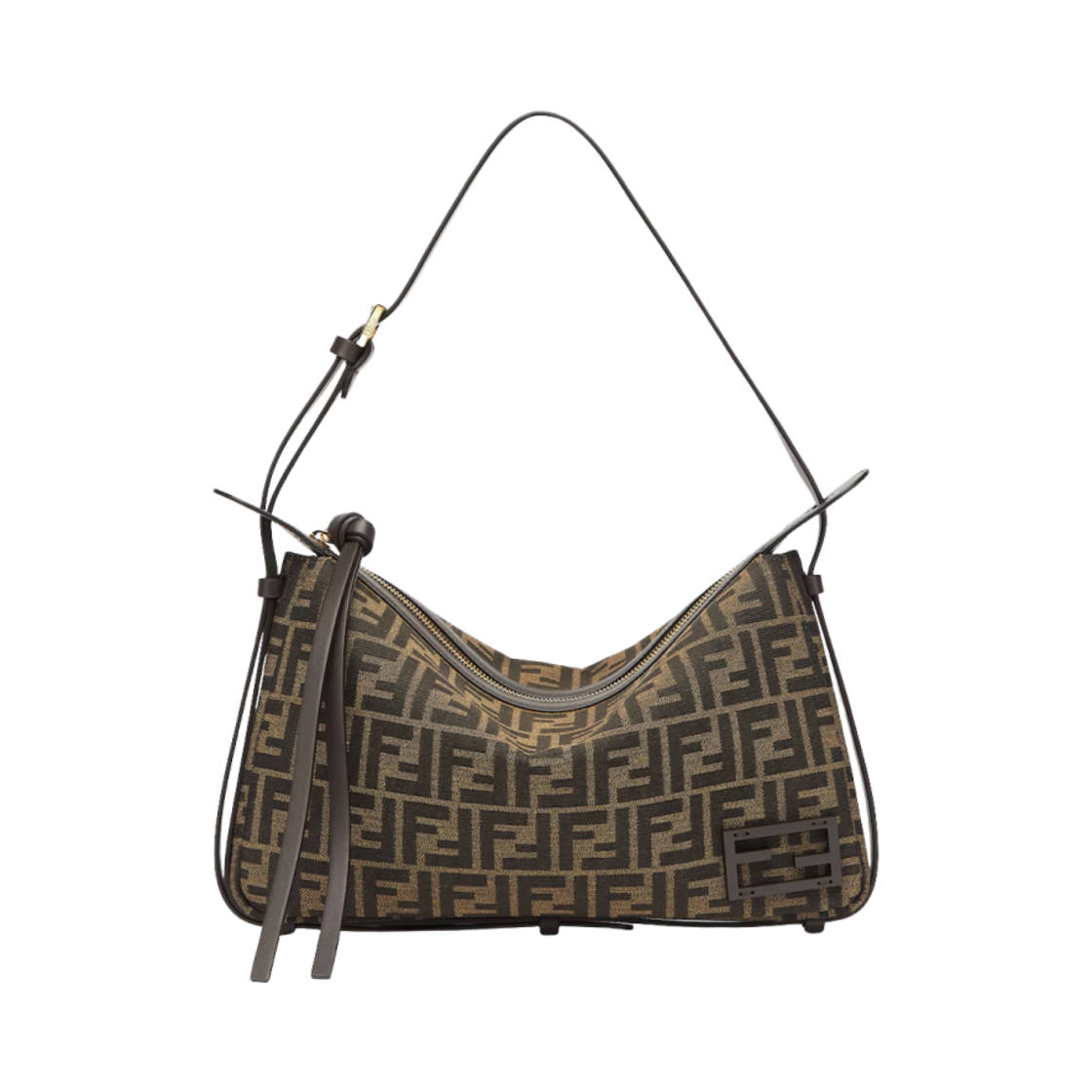 8BR829AFPMF1GL7 Fendi Simply Jacquard Fabric Bag Medium Brown