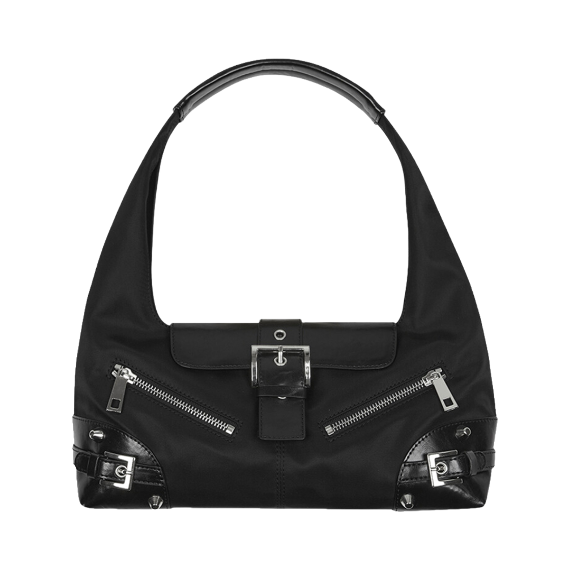 낫노잉 스몰 모토 호보백 나일론 블랙(Notknowing Small Moto Hobo Bag Nylon Black)