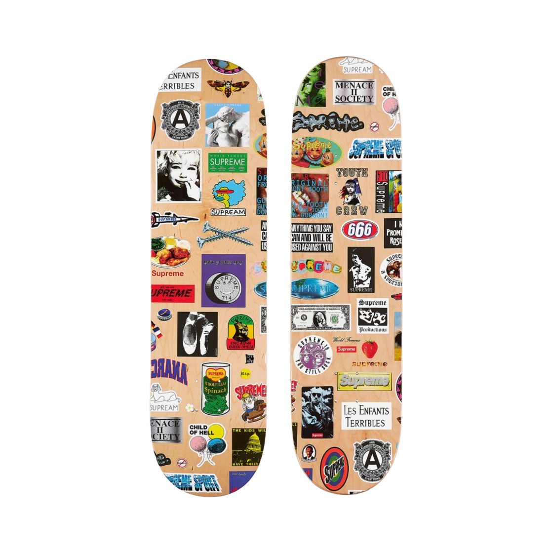 슈프림 스티커 스케이트보드 덱 내츄럴 - 21SS(Supreme Stickers Skateboard Deck Natural - 21SS)