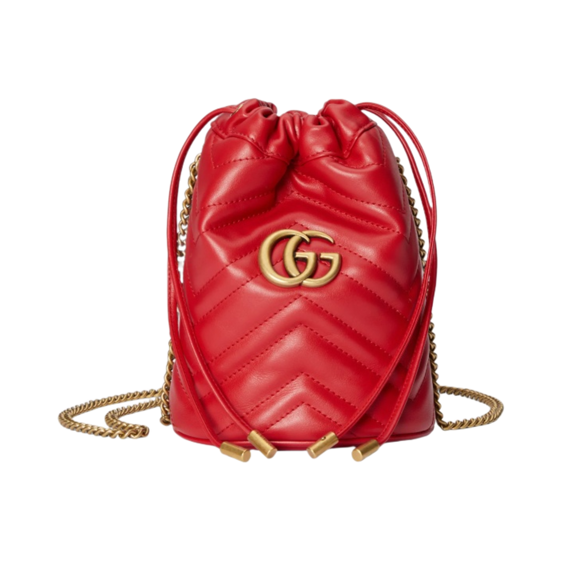 575163-DTDHT-6832 Gucci GG Marmont Matelasse Mini Bucket Bag Red