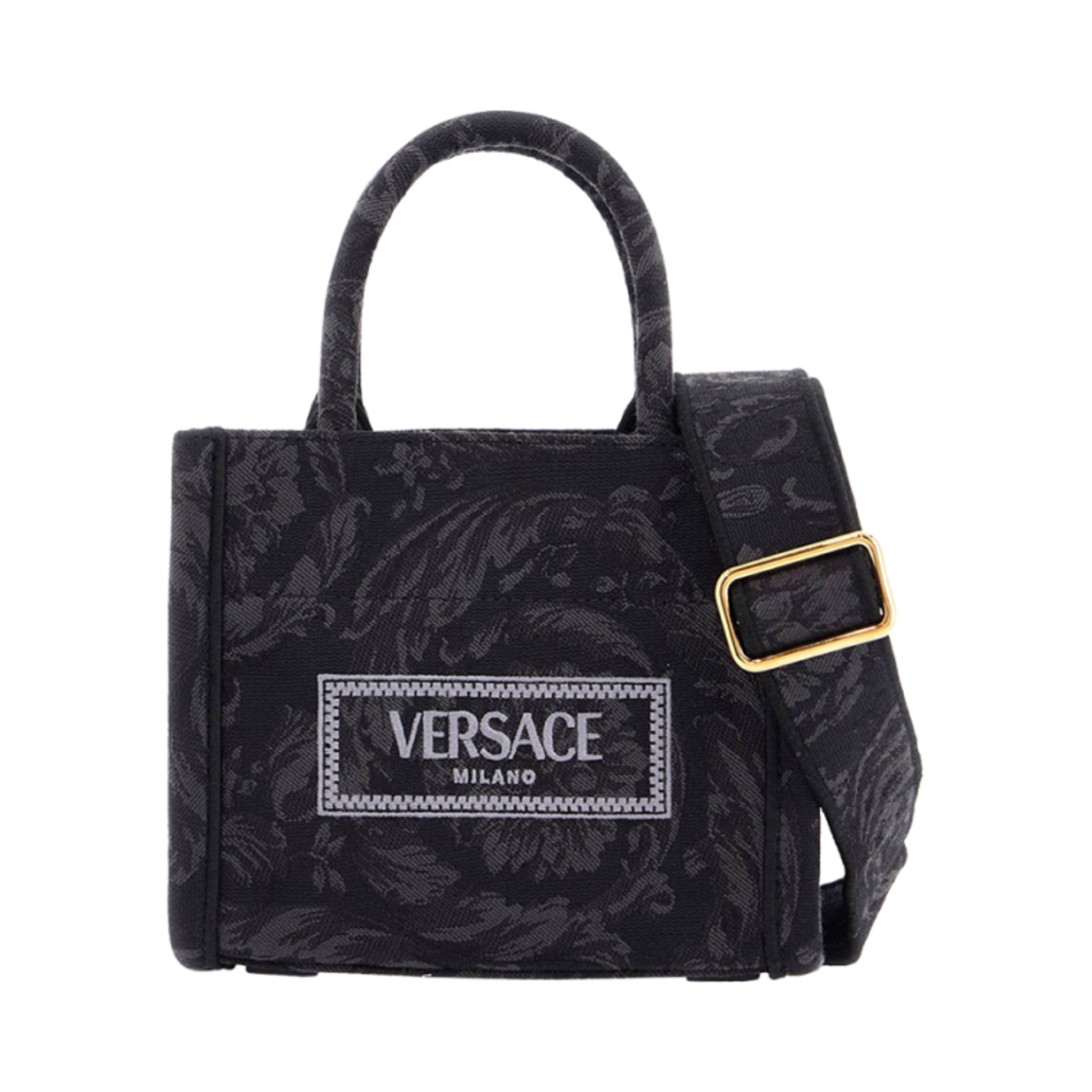 1015288-1A09741-2BM0V Versace Barocco Athena Mini Tote Bag Black Print