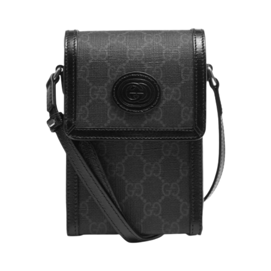 구찌 GG 슈프림 캔버스 인터로킹 G 숄더백 블랙(Gucci GG Supreme Canvas Shoulder Bag with Interlocking G Black) - 1