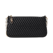 Michael Kors Empire Medium Woven Leather Chain Link Pochette Black