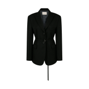 (W) Aviemuah Belted Wool Blend Blazer Black