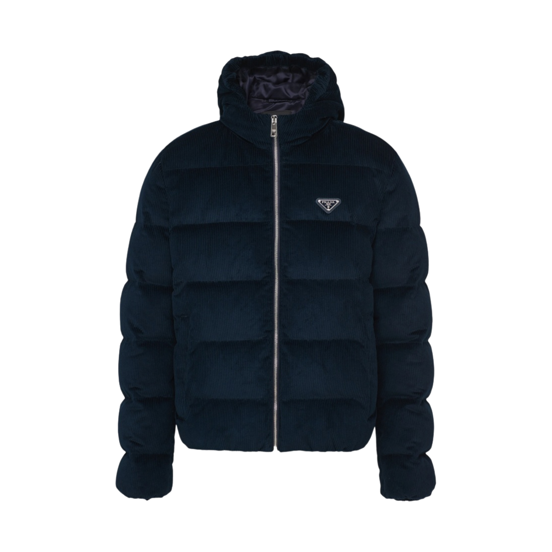 프라다 크롭 코듀로이 다운 자켓 블루