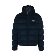 Prada Cropped Corduroy Down Jacket Blue