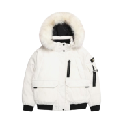 (W) National Geographic Taruga Fur Trim Hood Goose Down Jumper Sugar Swizzle Ivory