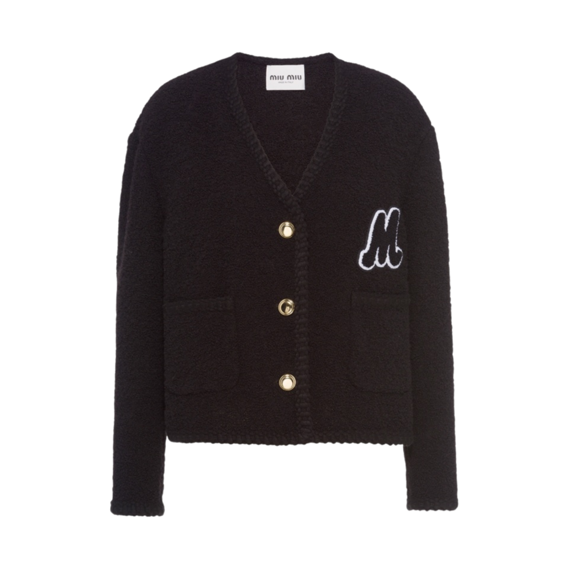 (W) 미우 미우 싱글 브레스티드 부클레 자켓 블랙((W) Miu Miu Single Breasted Boucle Jacket Black) - 1