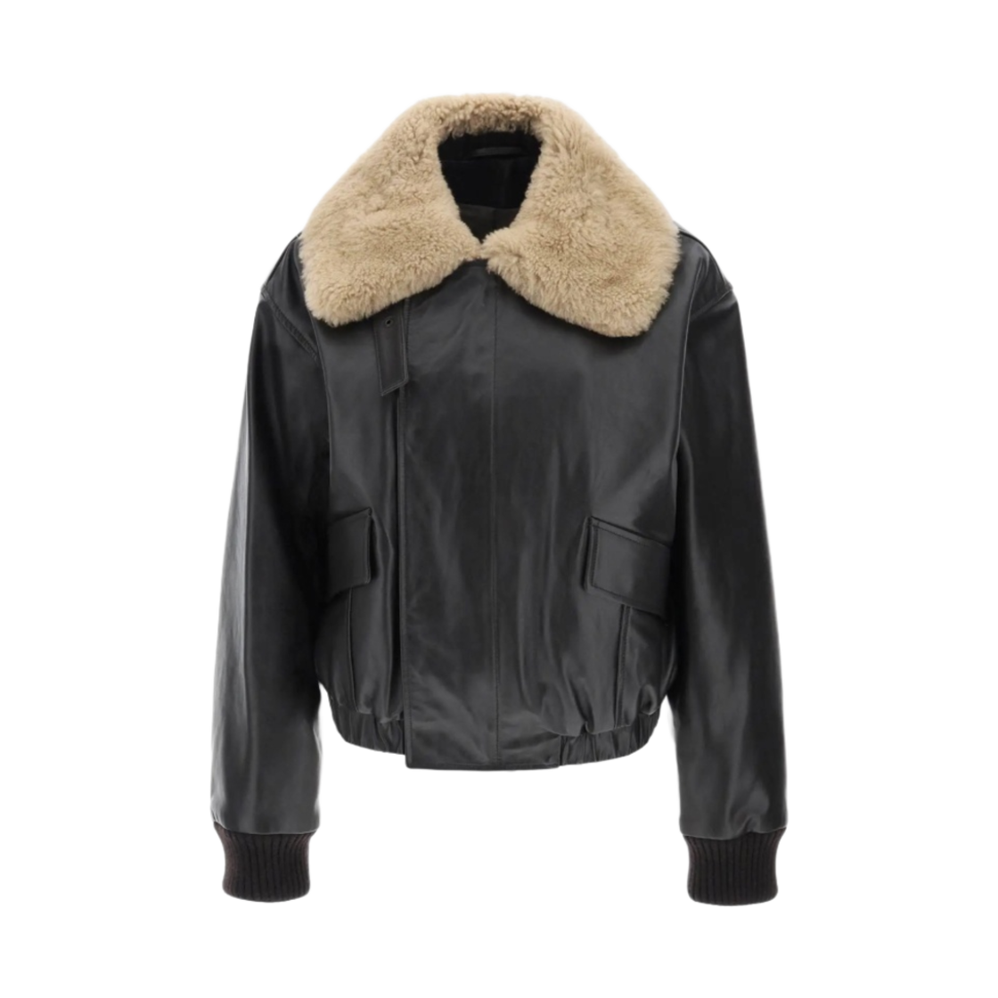 르메르 셔링 칼라 레더 블루종 다크 초콜릿(Lemaire Shearling Collar Leather Blouson Dark Chocolate) - 1