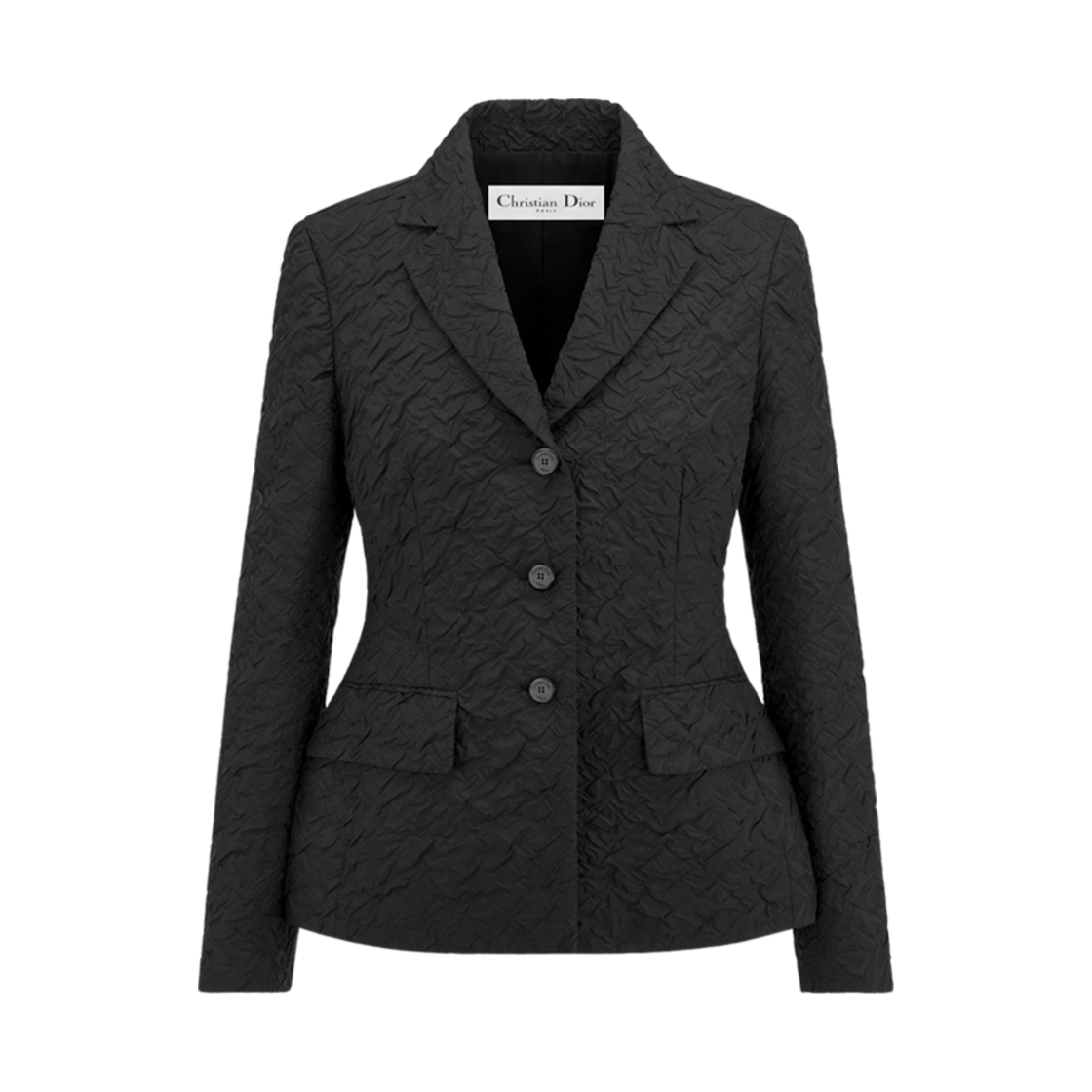 (W) 디올 핏티드 자켓 블랙 클로케 이펙트 테크니컬 자카드((W) Dior Fitted Jacket Black Cloque Effect Technical Jacquard) - 1