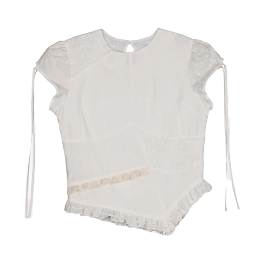 P0000DJF-WHITE Dared Piece Puff Sleeve Blouse White