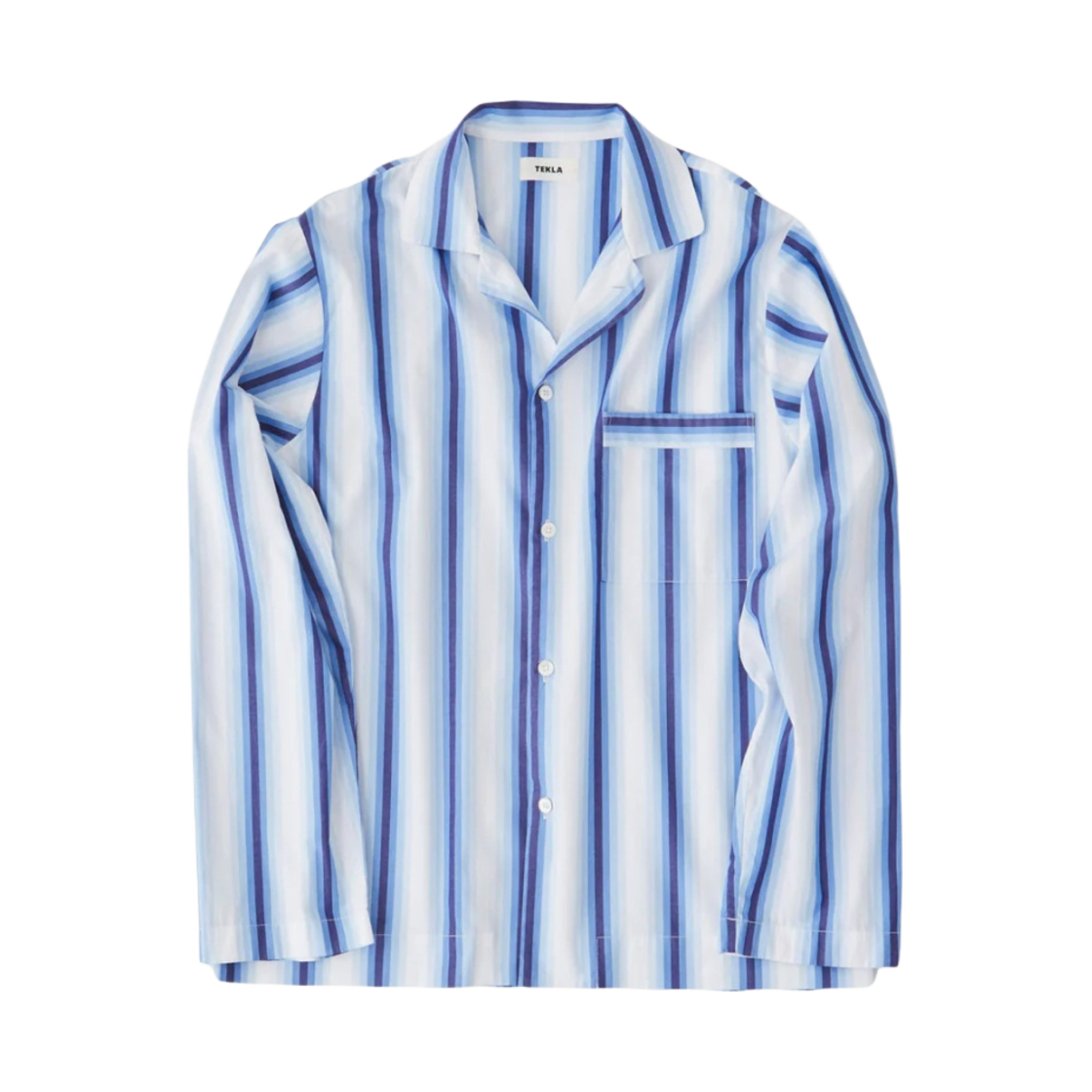 테클라 포플린 슬립웨어 롱슬리브 셔츠 블루 마퀴(Tekla Poplin Sleepwear Long Sleeved Shirt Blue Marquee)