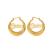 Palace Script Hoop Earrings Gold Plated - 24FW