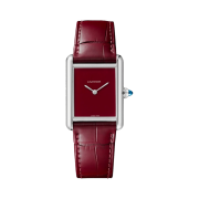 Cartier Tank Must Watch Large Quartz Steel Alligator Skin Claret