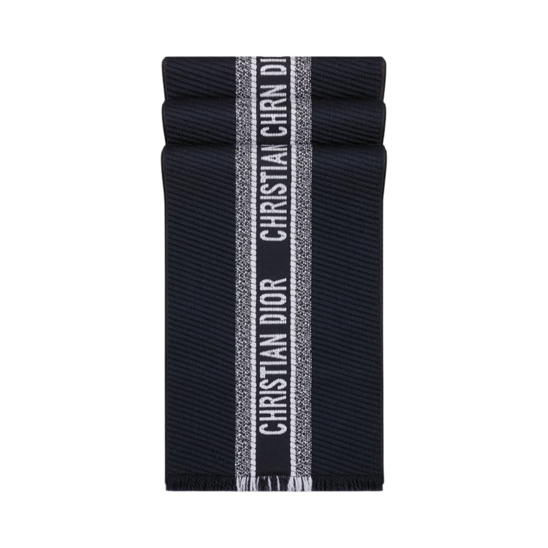 14CDO301I985-C540 (W) Dior Oblique University Reversible Muffler Wool Silk Navy Blue