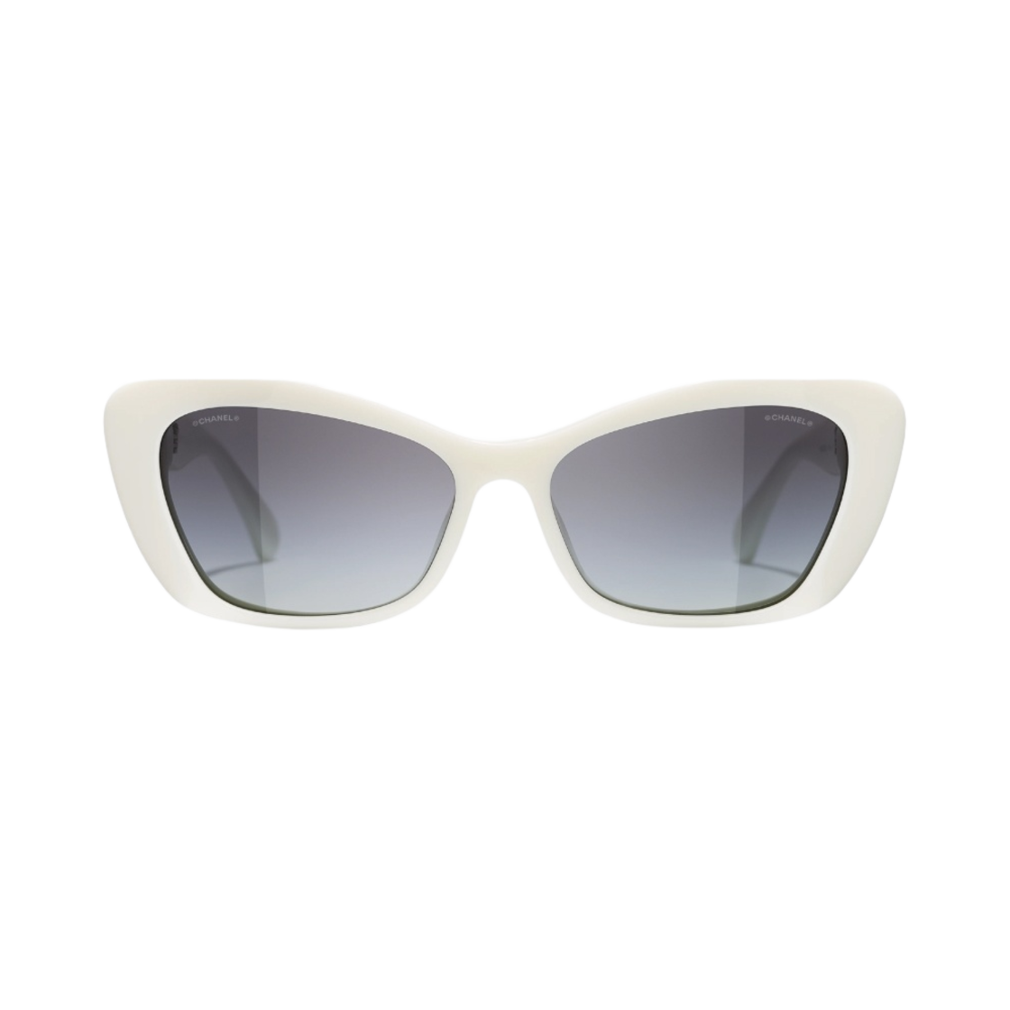 샤넬 캣아이 선글라스 아세테이트 글래스 펄 & 화이트 프레임 그레이 그라데이션 렌즈 아시안 핏(Chanel Cat Eye Sunglasses Acetate Glass Pearls & White Frame Grey Gradient Lenses Asian FIt) - 1