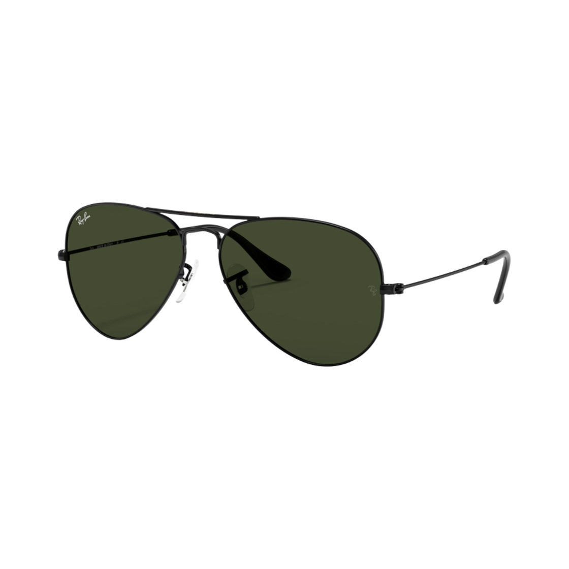 RB3025-L2823 Ray-Ban Aviator Classic Polished Black Frame Green Classic G-15 Lenses - 대표 이미지 #1