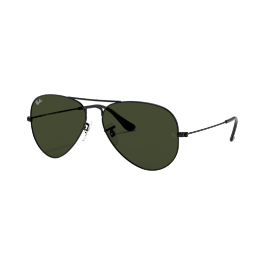 Ray-Ban Aviator Classic Polished Black Frame Green Classic G-15 Lenses