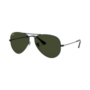 Ray-Ban Aviator Classic Polished Black Frame Green Classic G-15 Lenses