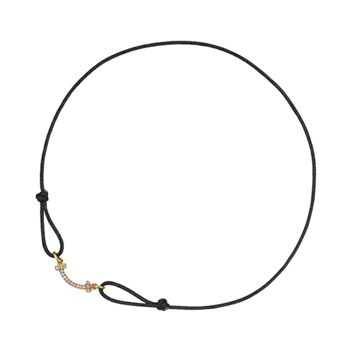 티파니 앤 코 T 스마일 브레이슬릿 옐로우 골드 블랙 코드 다이아몬드(Tiffany & Co. T Smile Bracelet Yellow Gold Black Cord with Diamonds)