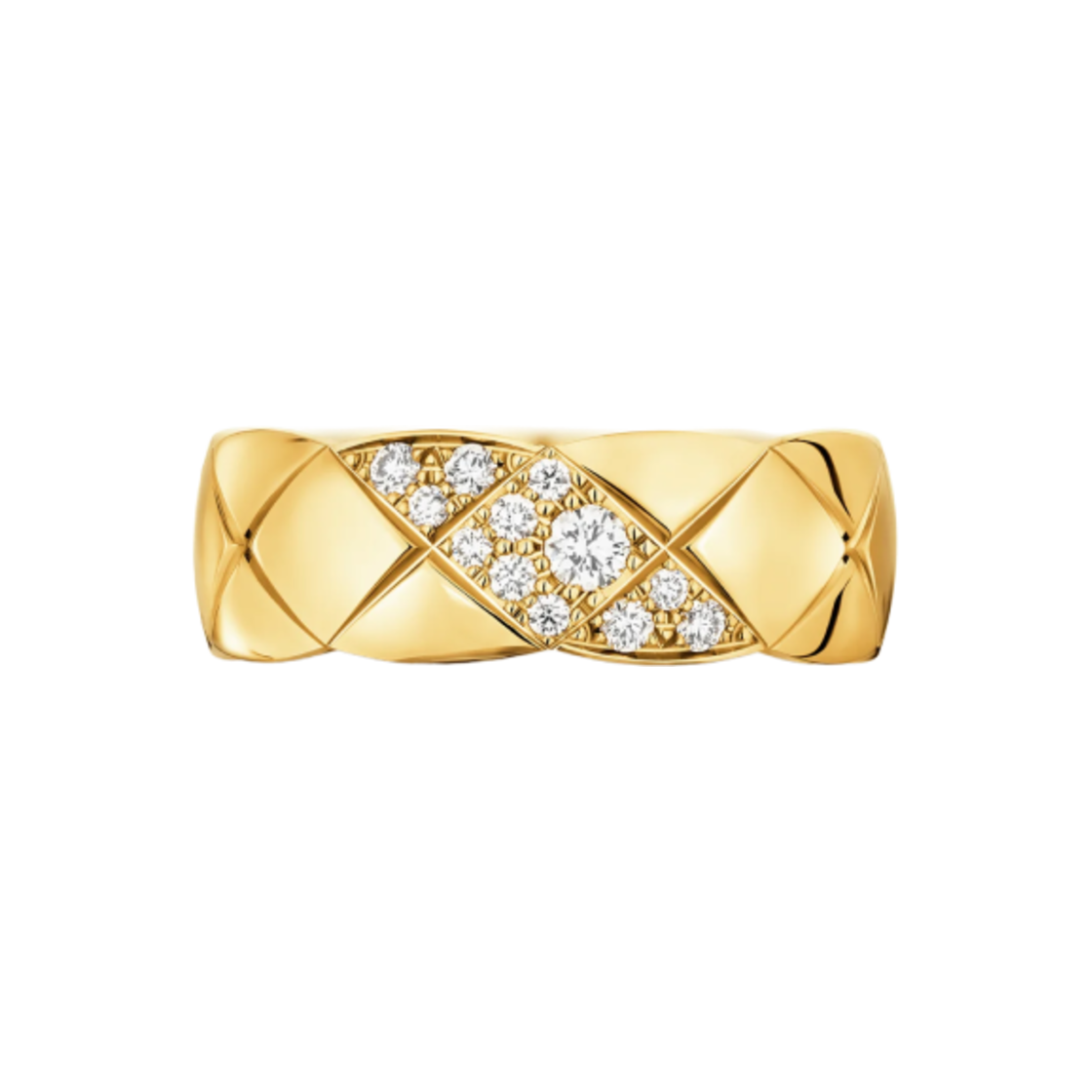 샤넬 코코 크러쉬 링 퀼티드 모티프 스몰 & 18K 옐로우 골드 다이아몬드(Chanel Coco Crush Ring Quilted Motif Small & 18K Yellow Gold Diamonds) - 4