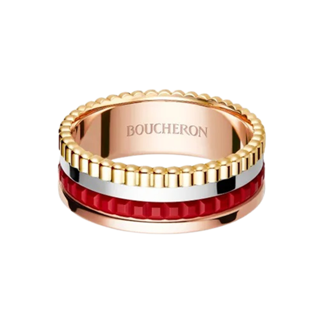 부쉐론 콰트로 레드 에디션 스몰 링 18K 옐로우 골드 화이트 골드 핑크 골드 레드 세라믹(Boucheron Quatre Red Edition Small Ring 18K Yellow Gold White Gold Pink Gold Red Ceramic) - 1