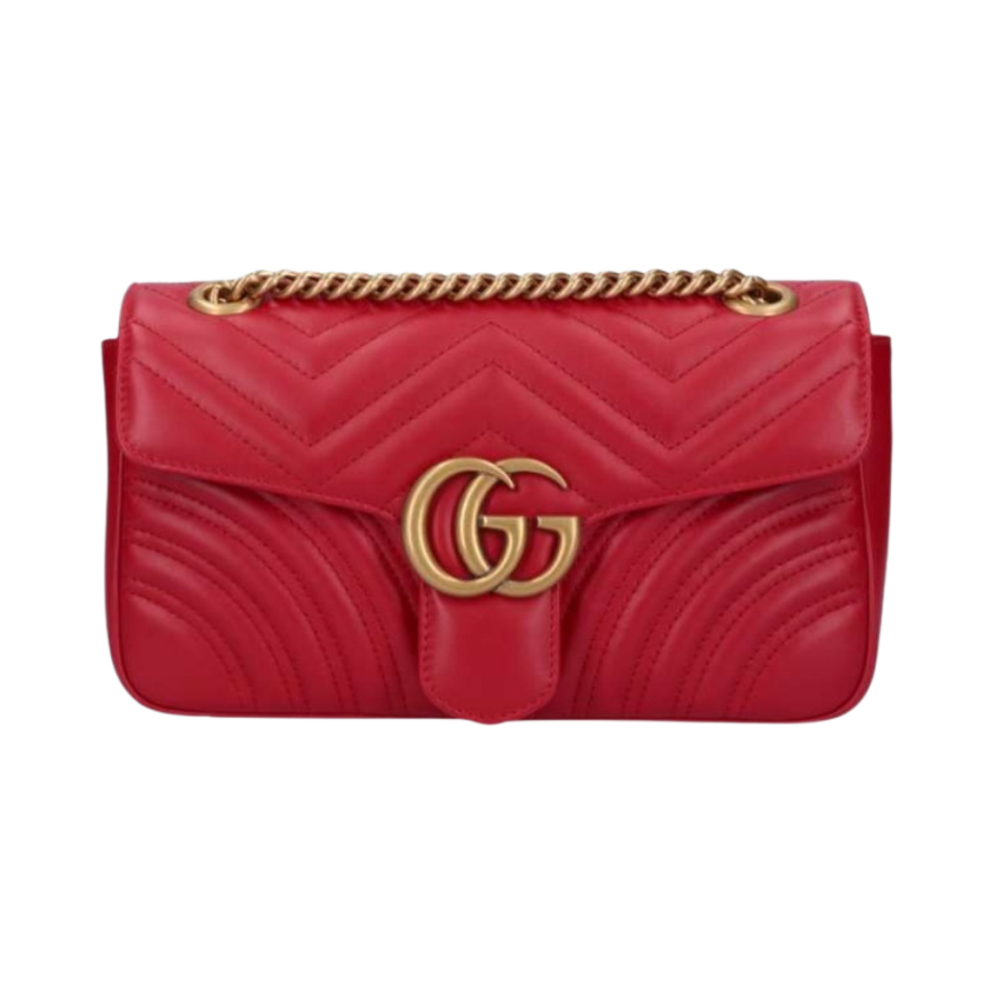 443497-DTDIT-6433 Gucci GG Marmont Matelasse Small Shoulder Bag Hibiscus Red