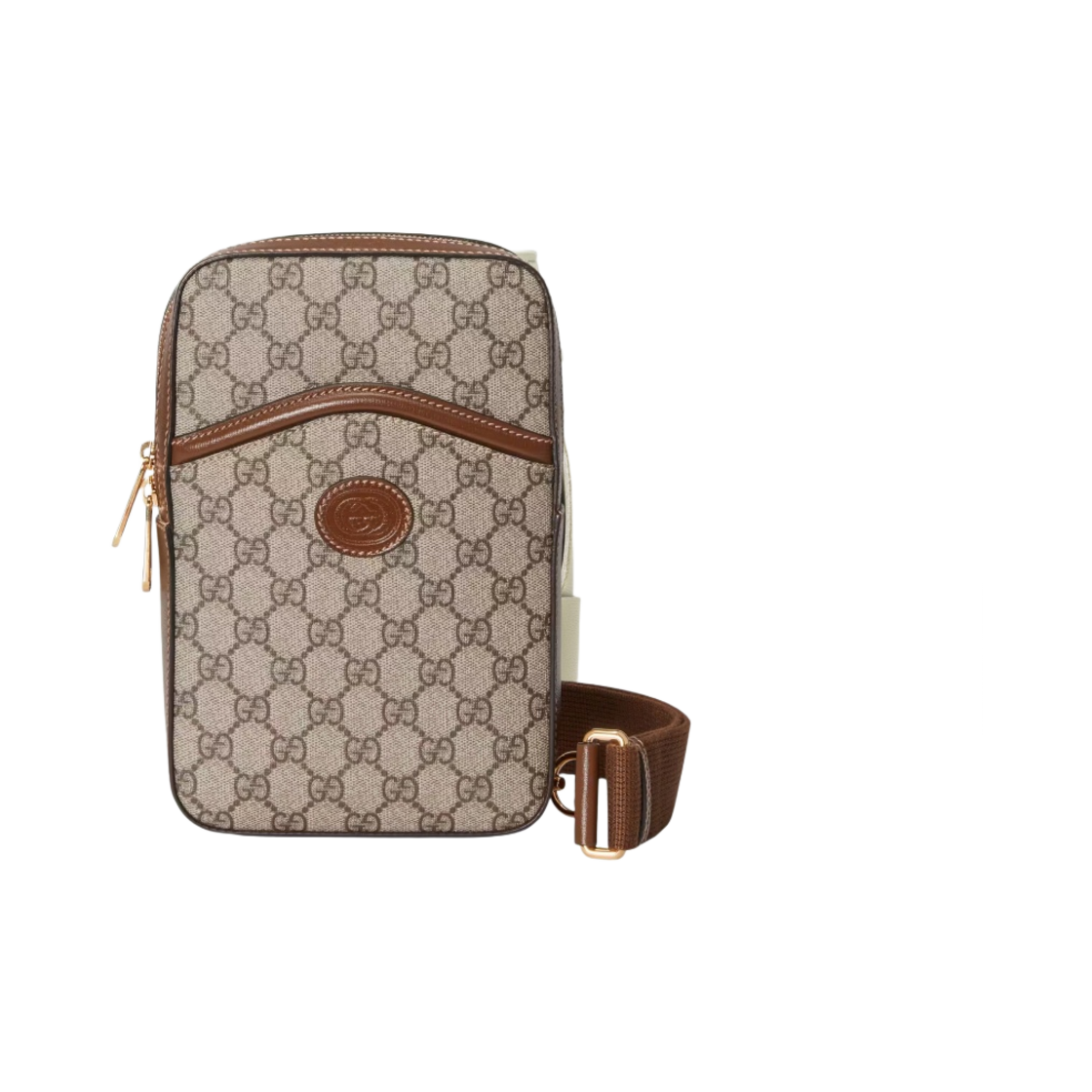 구찌 인터로킹 G 슬링 백팩 베이지 에보니 브라운(Gucci Sling Backpack with Interlocking G Beige Ebony Brown) - 1