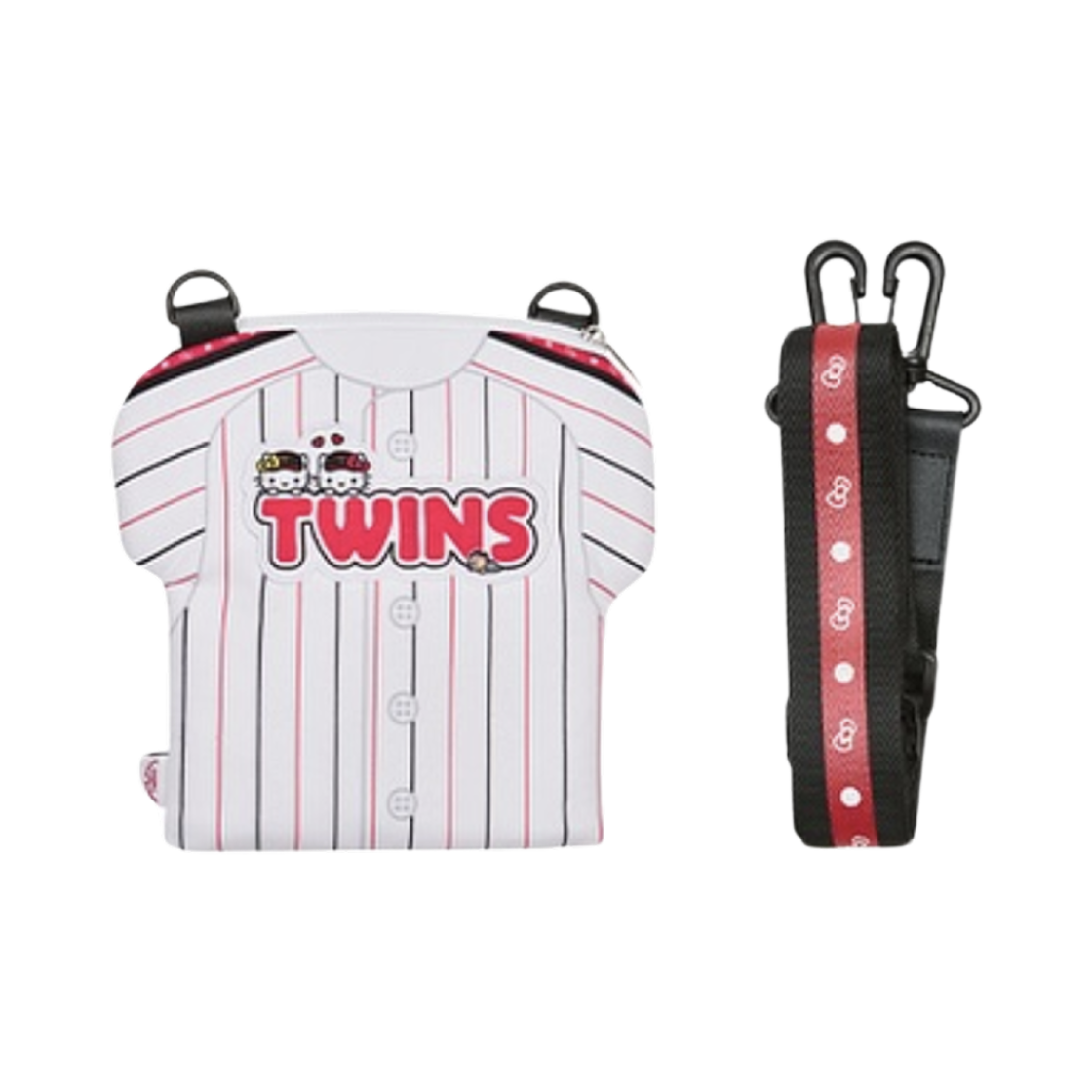 LG 트윈스 x 헬로 키티 캐릭터 유니폼 파우치백 화이트 핑크(LG Twins x Hello Kitty Character Uniform Pouch Bag White Pink)