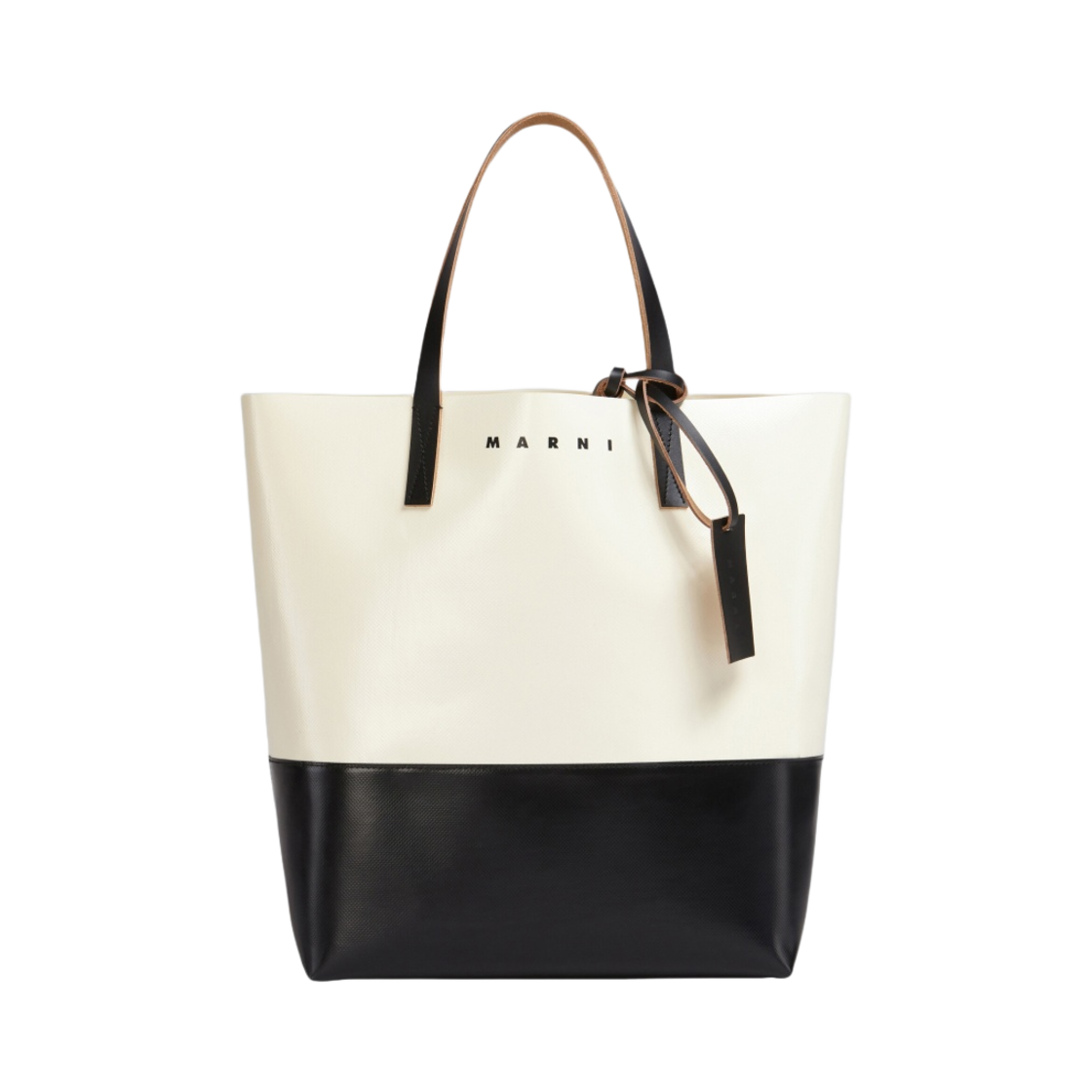 마르니 트리베카 쇼핑백 실크화이트 블랙
