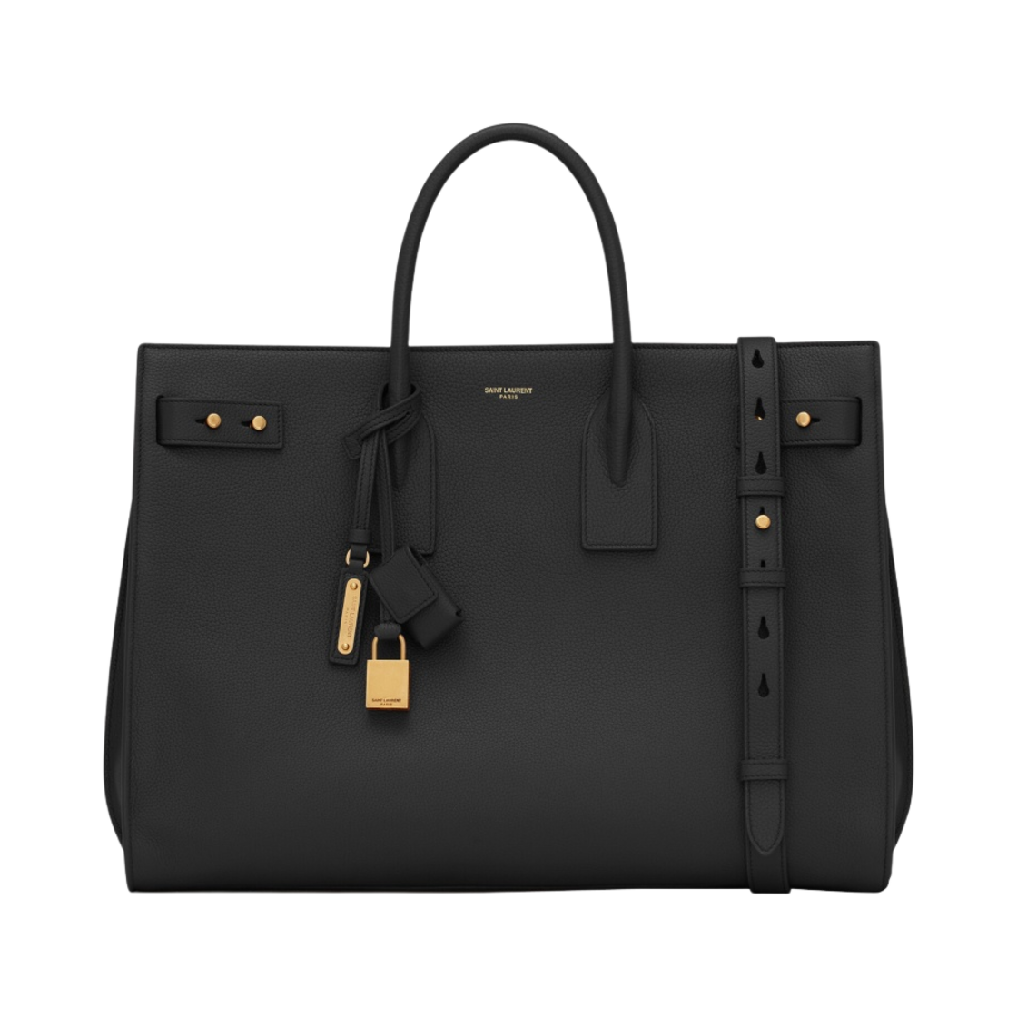 631526-DTI0W-1000 Saint Laurent Sac De Jour Thin Large Bag In Grained Leather Noir