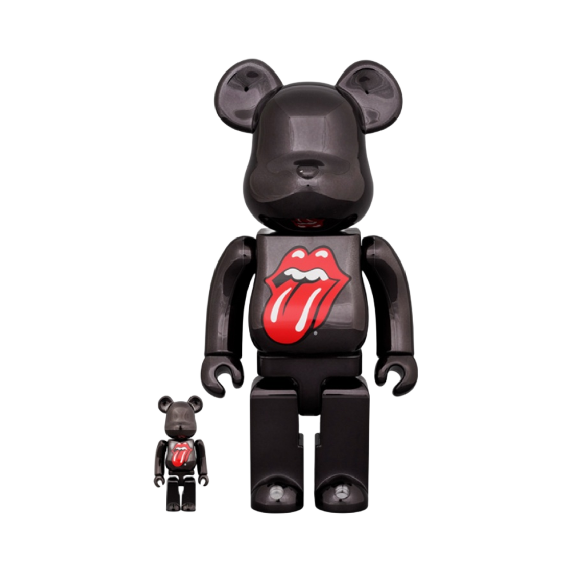 베어브릭 더 롤링 스톤 립스 앤 텅 블랙 크롬 버전 100% & 400% 세트(Bearbrick The Rolling Stones Lips & Tongue Black Chrome Ver. 100% & 400% Set) - 1
